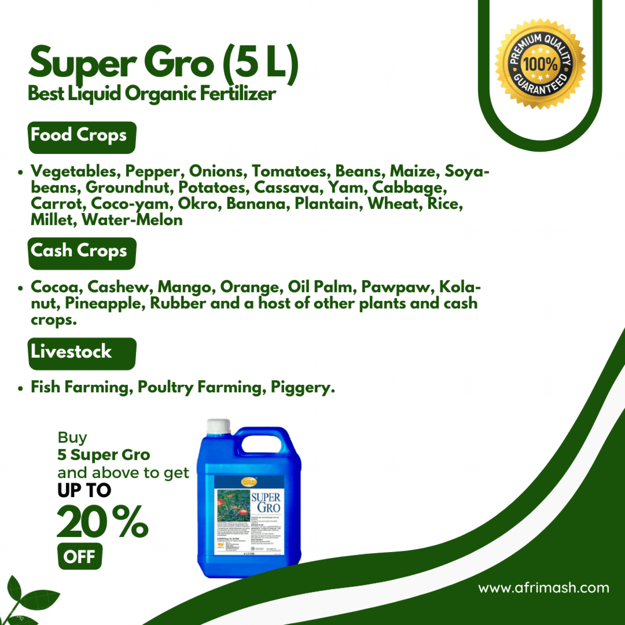 Super Gro Organic Fertilizer 5 Litre Nigeria